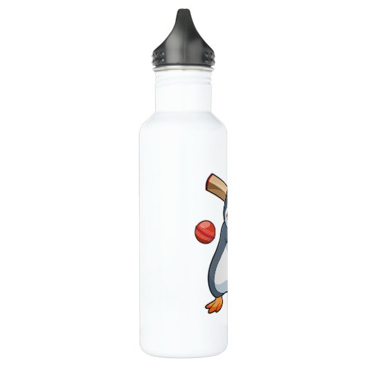 Pinguïn bij Cricket met cricket bat Waterfles (Links)