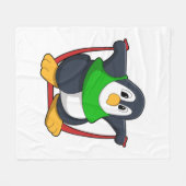 Pinguïn bij fitness met afneemtouw.PNG Fleece Deken (Voorkant (Horizontaal))
