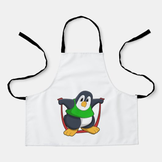 Pinguïn bij fitness met afneemtouw.PNG Schort (Voorkant)