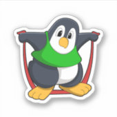 Pinguïn bij fitness met afneemtouw.PNG Sticker (Voorkant)