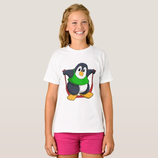 Pinguïn bij fitness met afneemtouw.PNG T-shirt (Voorkant volledig)