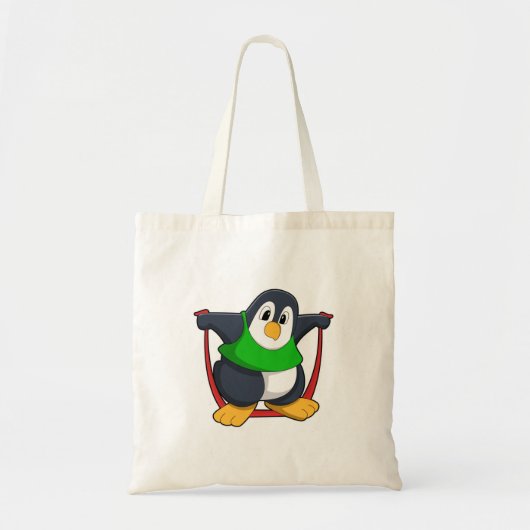 Pinguïn bij fitness met afneemtouw.PNG Tote Bag (Voorkant)