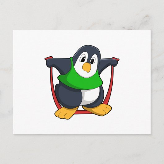 Pinguïn bij Fitness met Springtouw.PNG Briefkaart (Voorkant)