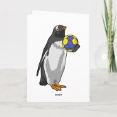 Pinguïn bij handbal sporten kaart (Achterkant)