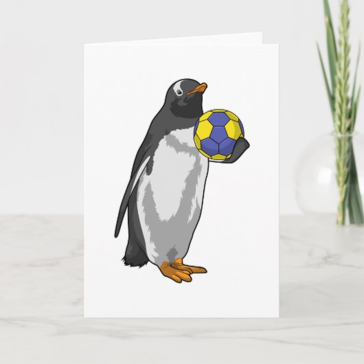 Pinguïn bij handbal sporten kaart (Voorkant)