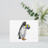 Pinguïn bij handbalsporten briefkaart (Staand voorkant)