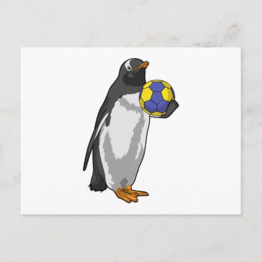 Pinguïn bij handbalsporten briefkaart (Voorkant)