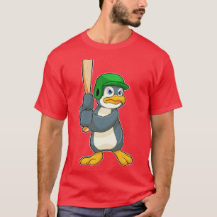 Pinguïn bij Honkbal met Honkbal knuppel Helm T-shirt