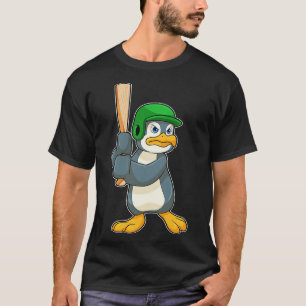 Pinguïn bij Honkbal met Honkbal knuppel Helm T-shirt