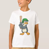 Pinguïn bij honkbal met honkbalknuppel en helm t-shirt (Voorkant)