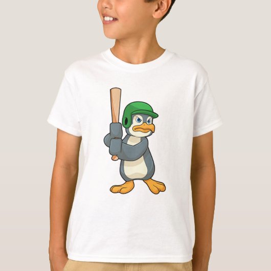 Pinguïn bij honkbal met honkbalknuppel en helm t-shirt (Voorkant)