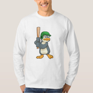Pinguïn bij honkbal met honkbalknuppel en helm t-shirt