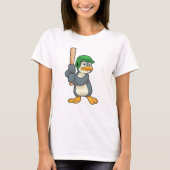 Pinguïn bij honkbal met honkbalknuppel en helm t-shirt (Voorkant)