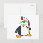 Pinguïn bij ijshockey met ijshockeystick briefkaart (Voorkant / Achterkant)