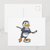 Pinguïn bij ijshockey met ijshockeystick briefkaart (Voorkant / Achterkant)