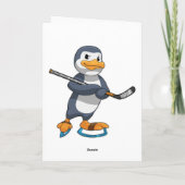 Pinguïn bij ijshockey met ijshockeystick kaart (Achterkant)