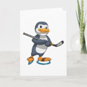 Pinguïn bij ijshockey met ijshockeystick kaart (Voorkant)