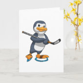 Pinguïn bij ijshockey met ijshockeystick kaart (Gele Bloem)