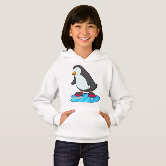 Pinguïn bij ijsschaatsen met ijsschaatsen (Voorkant volledig)