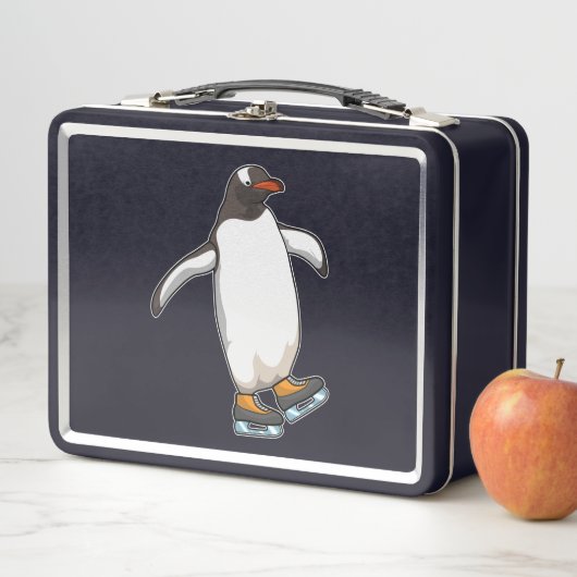 Pinguïn bij ijsschaatsen met ijsschaatsen (In situ)