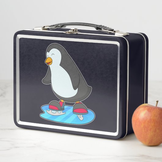 Pinguïn bij ijsschaatsen met ijsschaatsen (In situ)