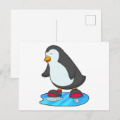 Pinguïn bij ijsschaatsen met ijsschaatsen briefkaart (Voorkant / Achterkant)