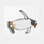 Pinguïn bij ijsschaatsen met ijsschaatsen fleece deken (Voorkant (Horizontaal))