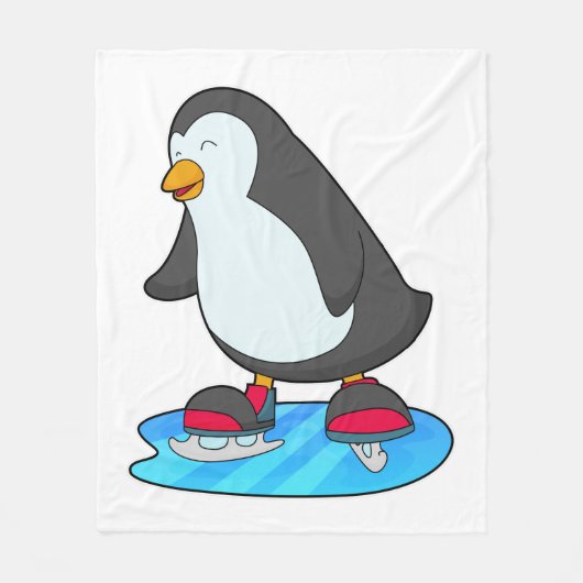 Pinguïn bij ijsschaatsen met ijsschaatsen fleece deken (Voorkant)