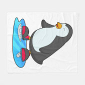 Pinguïn bij ijsschaatsen met ijsschaatsen fleece deken (Voorkant (Horizontaal))