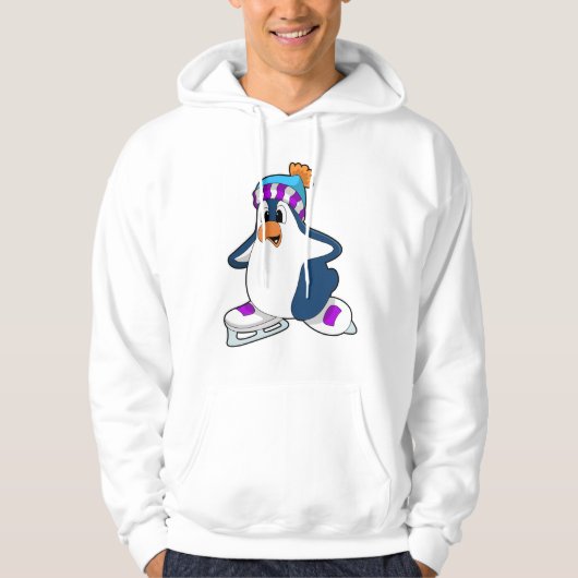 Pinguïn bij ijsschaatsen met ijsschaatsen hoodie (Voorkant)