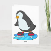 Pinguïn bij ijsschaatsen met ijsschaatsen kaart (Achterkant)