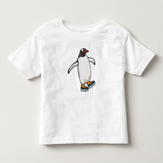 Pinguïn bij ijsschaatsen met ijsschaatsen kinder shirts (Voorkant)