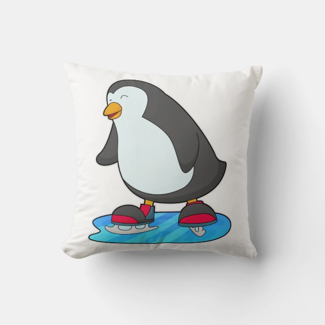Pinguïn bij ijsschaatsen met ijsschaatsen kussen (Voorkant)