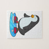 Pinguïn bij ijsschaatsen met ijsschaatsen legpuzzel (Horizontaal)