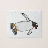 Pinguïn bij ijsschaatsen met ijsschaatsen legpuzzel (Horizontaal)