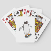 Pinguïn bij ijsschaatsen met ijsschaatsen pokerkaarten (Achterkant)