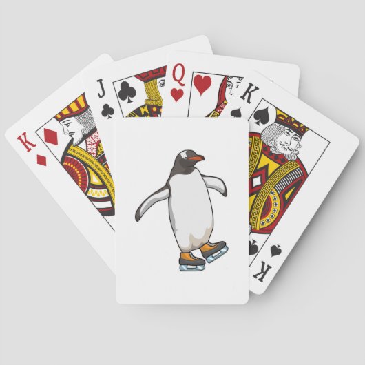 Pinguïn bij ijsschaatsen met ijsschaatsen pokerkaarten (Achterkant)