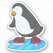 Pinguïn bij ijsschaatsen met ijsschaatsen sticker (Voorkant)