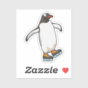 Pinguïn bij ijsschaatsen met ijsschaatsen sticker