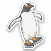Pinguïn bij ijsschaatsen met ijsschaatsen sticker (Voorkant)