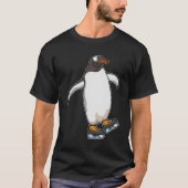 Pinguïn bij ijsschaatsen met ijsschaatsen t-shirt (Voorkant)