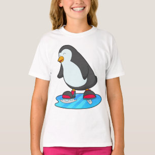 Pinguïn bij ijsschaatsen met ijsschaatsen t-shirt