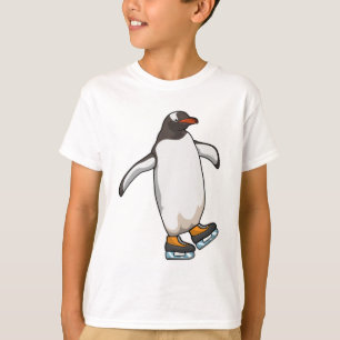 Pinguïn bij ijsschaatsen met ijsschaatsen t-shirt