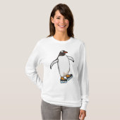 Pinguïn bij ijsschaatsen met ijsschaatsen t-shirt (Voorkant volledig)