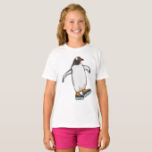 Pinguïn bij ijsschaatsen met ijsschaatsen t-shirt (Voorkant volledig)