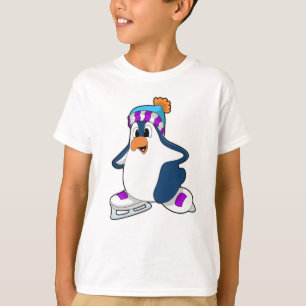 Pinguïn bij ijsschaatsen met ijsschaatsen t-shirt