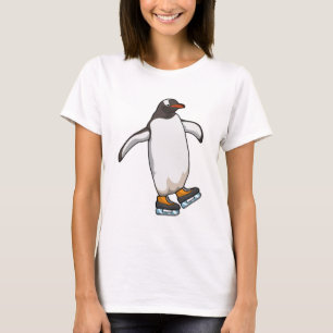 Pinguïn bij ijsschaatsen met ijsschaatsen t-shirt