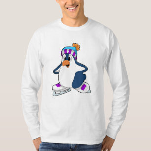 Pinguïn bij ijsschaatsen met ijsschaatsen t-shirt