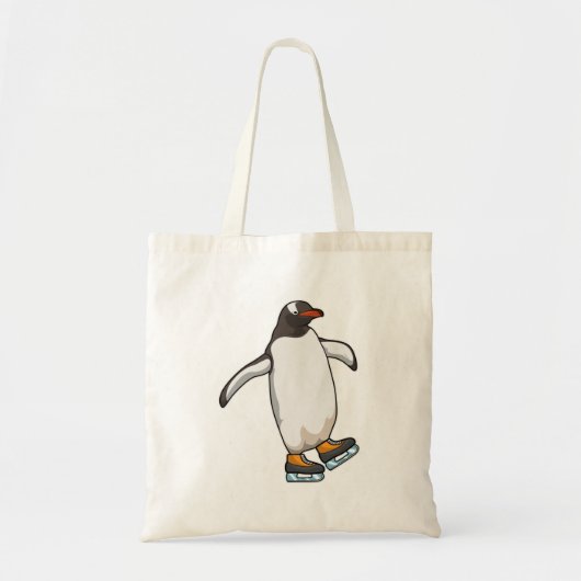 Pinguïn bij ijsschaatsen met ijsschaatsen tote bag (Voorkant)