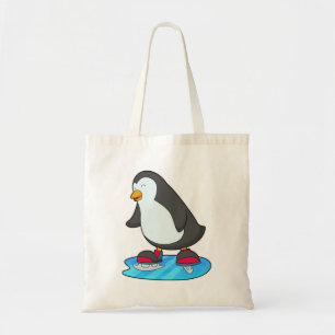 Pinguïn bij ijsschaatsen met ijsschaatsen tote bag